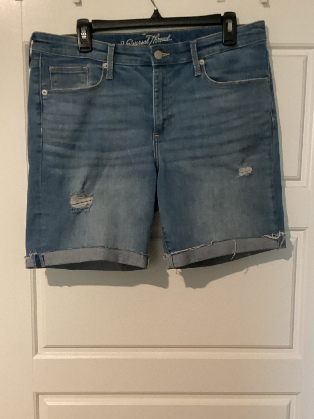 Universal Thread Light Blue Distressed Denim Bermuda Shorts